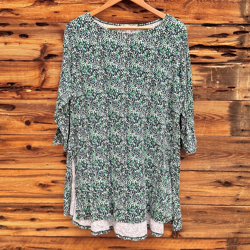 PHILOSOPHY | Blue Green Speckled 3/4 Sleeve Tunic 1X